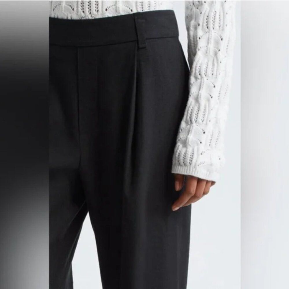 Vince Linen Blend Pull On Trouser Pant in Black size Large (12-14) $395 New - Picture 4 of 16
